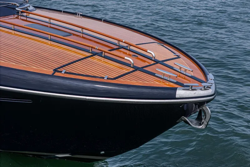 Slide: The Image of Luxury Riva 44 RivaRama yacht bow, sleek design, wooden deck, 2006 model. - 14