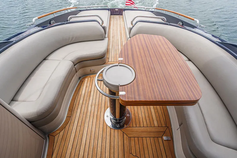Slide: The Image of Luxurious Riva 44 RivaRama yacht interior with elegant wood and leather seating, 2006 model. - 23
