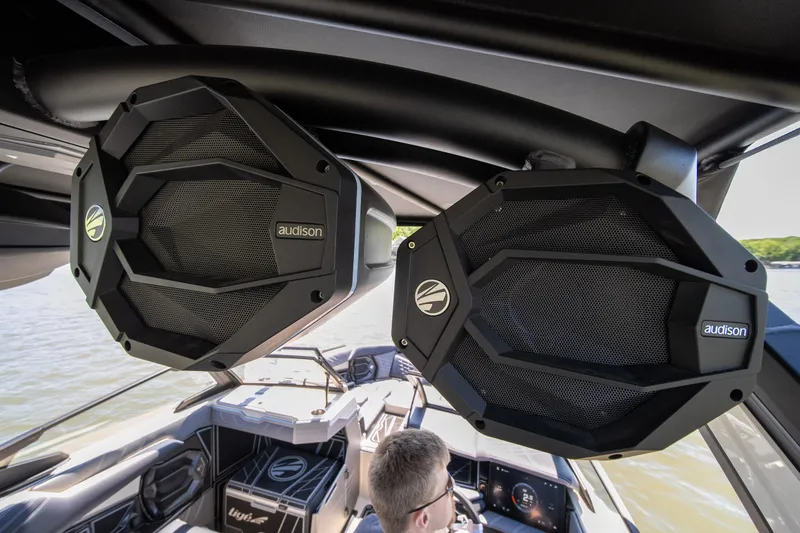 Slide: The Image of 2025 Tigé Ultré 23ZX boat with Audison speakers, interior view. - 41