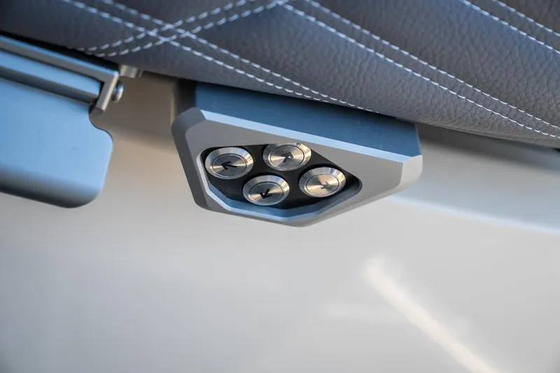 Slide: The Image of 2025 Tigé Ultré 23ZX boat interior detail with LED lighting and stitched upholstery. - 45