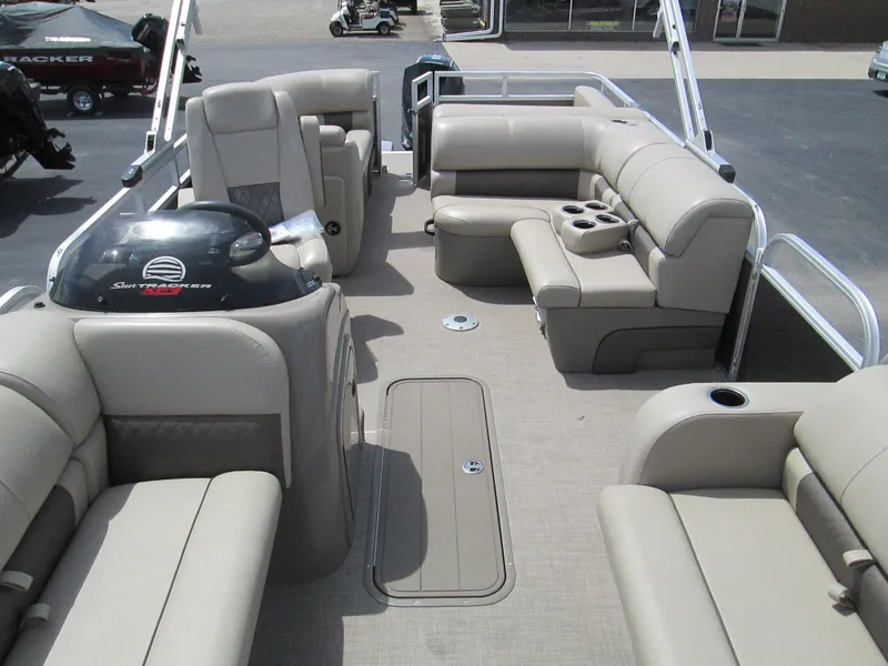 Slide: The Image of 2023 Sun Tracker PARTY BARGE 22RF XP3 pontoon boat with spacious seating and modern design. - 7