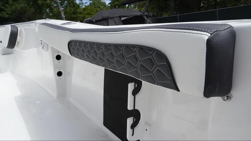 Slide: The Image of 2025 Tidewater 198 CC Adventure boat interior with sleek, modern upholstery design. - 26