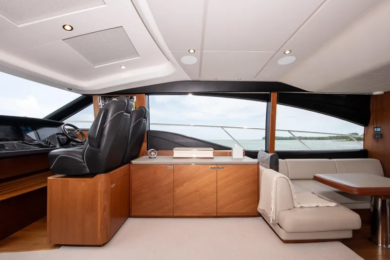 Slide: The Image of Luxurious interior of 2021 Princess S66 yacht with modern seating and helm station. - 7