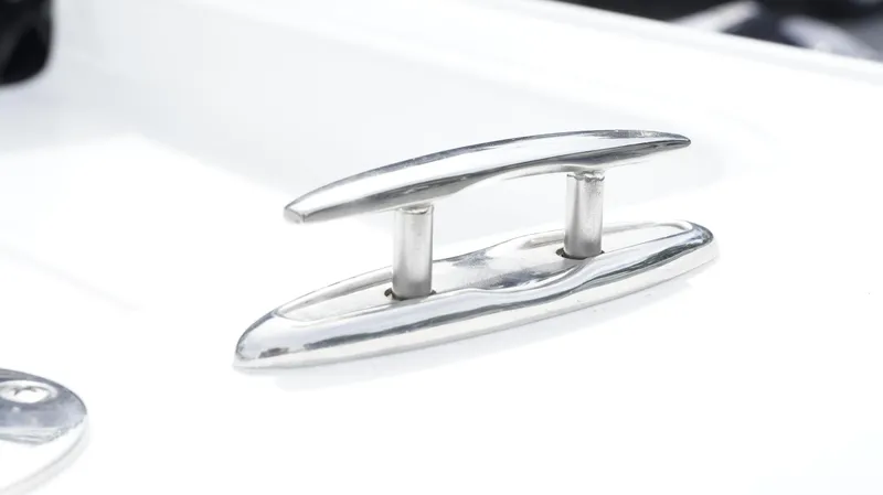 Slide: The Image of Stainless steel cleat on 2025 Tidewater 1910 Bay Max boat deck. - 14