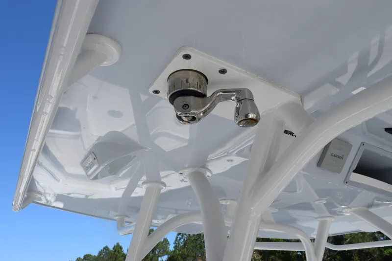 Slide: The Image of 2022 Yellowfin 34 Offshore boat canopy with mounted light fixture. - 15