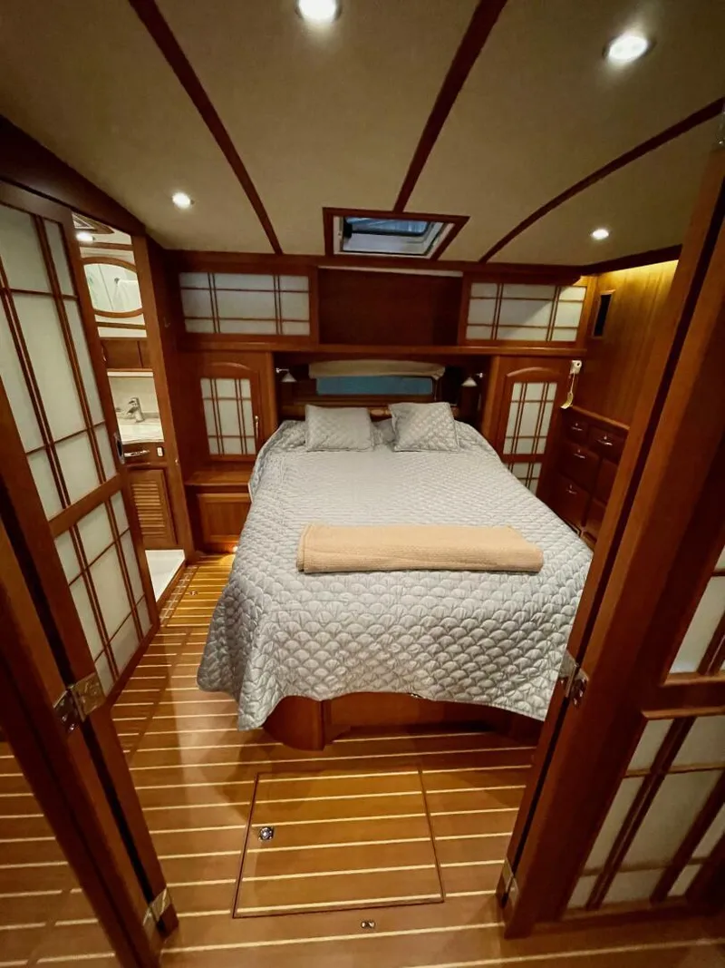 Slide: The Image of Luxurious cabin interior of 2016 Sabre 48 Salon Express yacht with elegant wood finish. - 37