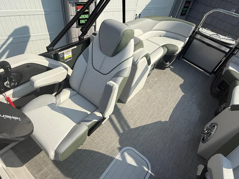 Slide: The Image of 2025 Avalon 2385 LSZ Quad Lounger, Tri Toon boat interior with plush seating and modern design. - 15