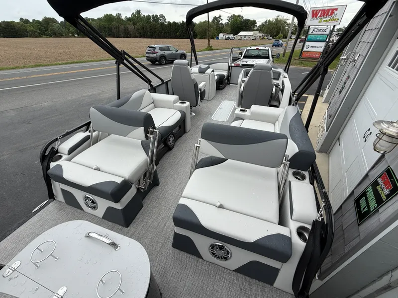 Slide: The Image of 2025 Avalon LSZ Quad Lounger, 24' Tri Toon, high-performance pontoon boat interior. - 11