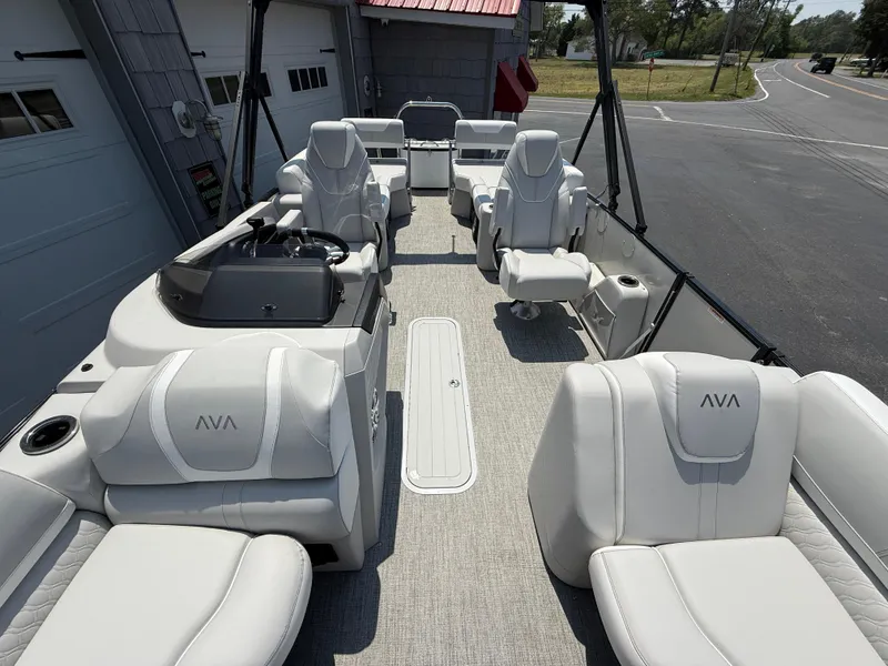 Slide: The Image of 2025 Avalon 2385 Catalina Quad Lounger, luxurious seating, spacious deck, high-performance tri-toon design. - 18