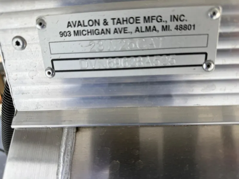 Slide: The Image of Metal identification plate for Avalon 2385 Catalina Quad Lounger, 2025 model, by Avalon & Tahoe MFG, Inc. - 28