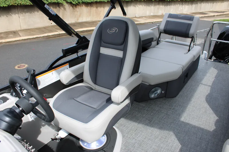 Slide: The Image of 2025 Barletta Cabrio 22M boat interior with plush seating and modern design. - 16