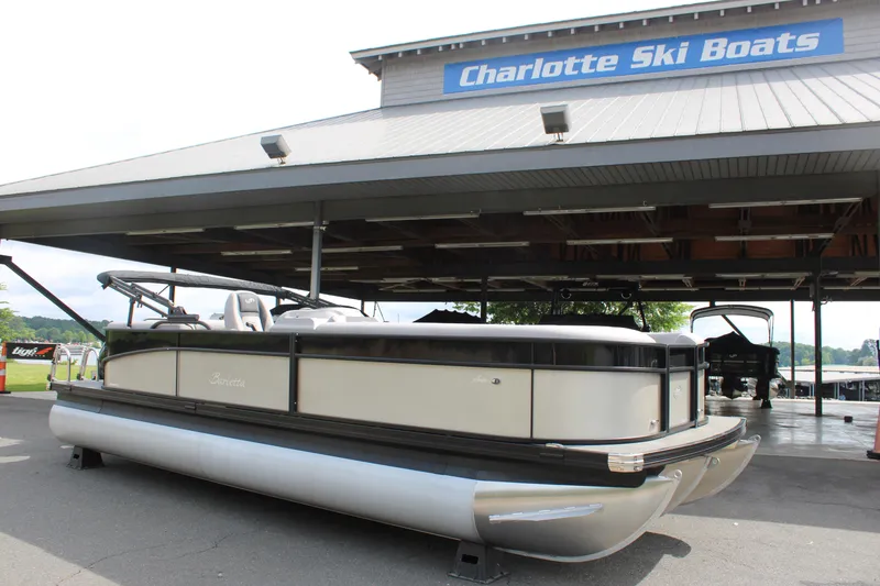 Slide: The Image of 2025 Barletta Aria 24QC pontoon boat at Charlotte Ski Boats dealership. - 15
