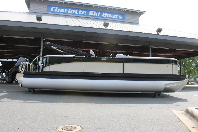 Slide: The Image of 2025 Barletta Aria 24QC pontoon boat at Charlotte Ski Boats dealership. - 8