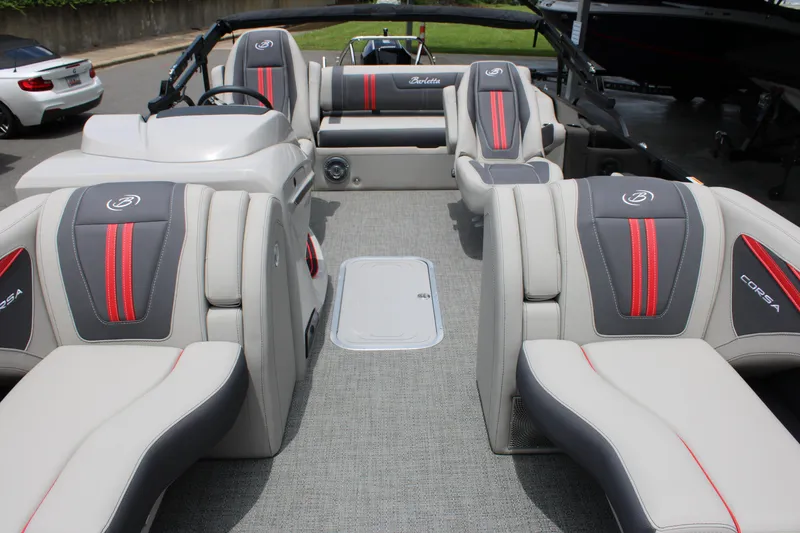 Slide: The Image of 2025 Barletta Corsa 23UC boat interior with stylish seating and modern design. - 15
