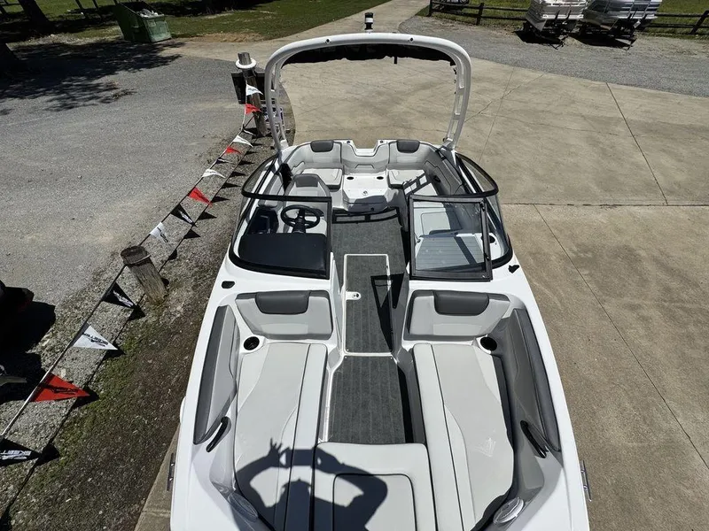 Slide: The Image of 2024 Yamaha Boats AR190, sleek interior design, open cockpit, modern seating arrangement. - 4