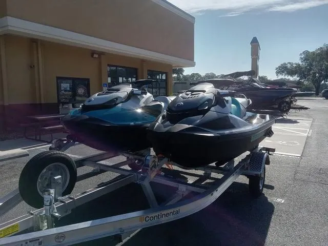Slide: The Image of 2025 Sea-Doo Waverunner GTR™ 230 Ibr on trailer outside a building. - 6
