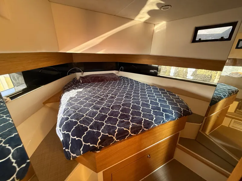 Slide: The Image of Luxurious cabin interior of 2021 De Antonio Yachts D42 with cozy bed and modern design. - 19