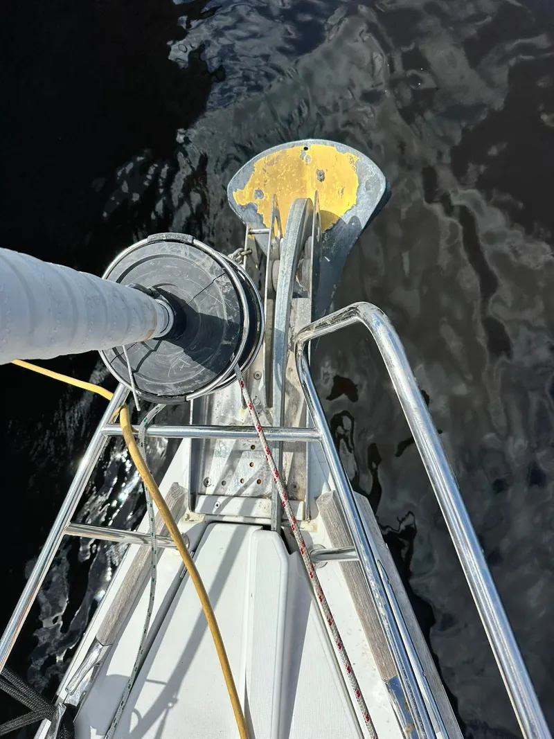 Slide: The Image of 2011 Jeanneau Sun Odyssey 45 DS yacht anchor and bow detail. - 2