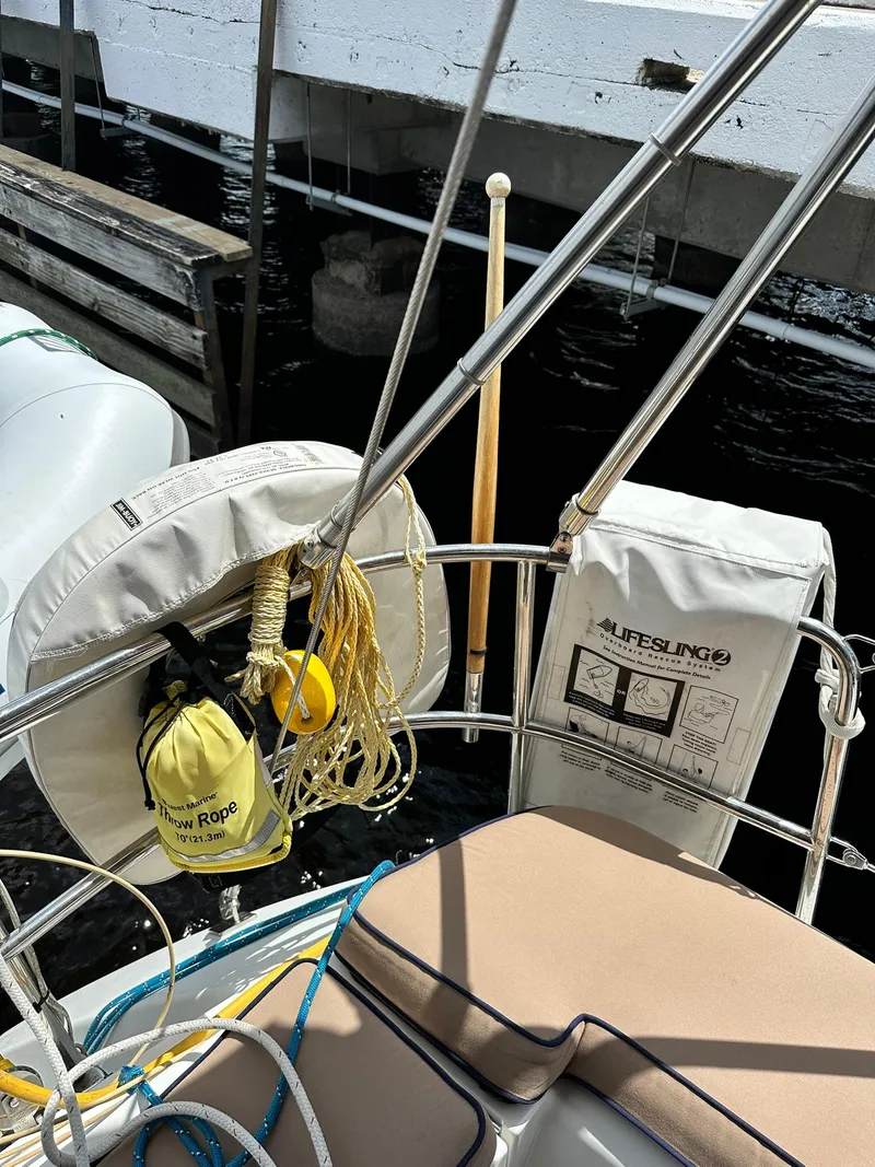 Slide: The Image of Jeanneau Sun Odyssey 45 DS sailboat deck with lifesaving equipment, 2011 model. - 41