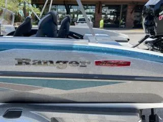 Slide: The Image of 2025 Ranger 1850MS boat with sleek design and modern features. - 6