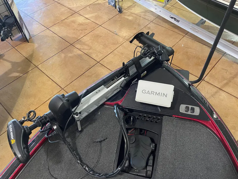 Slide: The Image of Nitro Z19 Pro 2025 boat with Garmin navigation system and trolling motor on deck. - 12