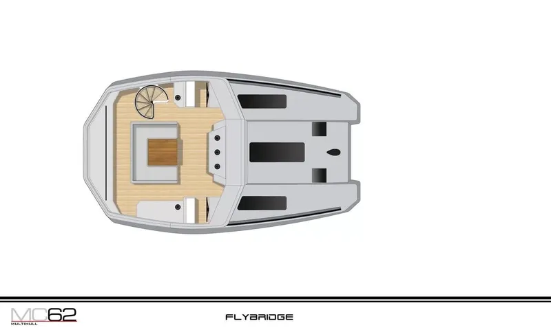 Slide: The Image of Top view of 2026 McConaghy MC62 flybridge design, showcasing spacious layout and modern features. - 17