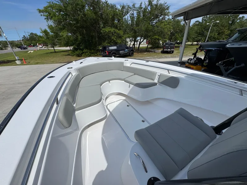 Slide: The Image of 2025 Cape Horn 27 XS boat interior with spacious seating and modern design. - 22