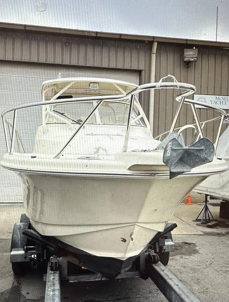 Slide: The Image of 2012 Scout 262 Abaco boat on trailer in storage facility. - 2