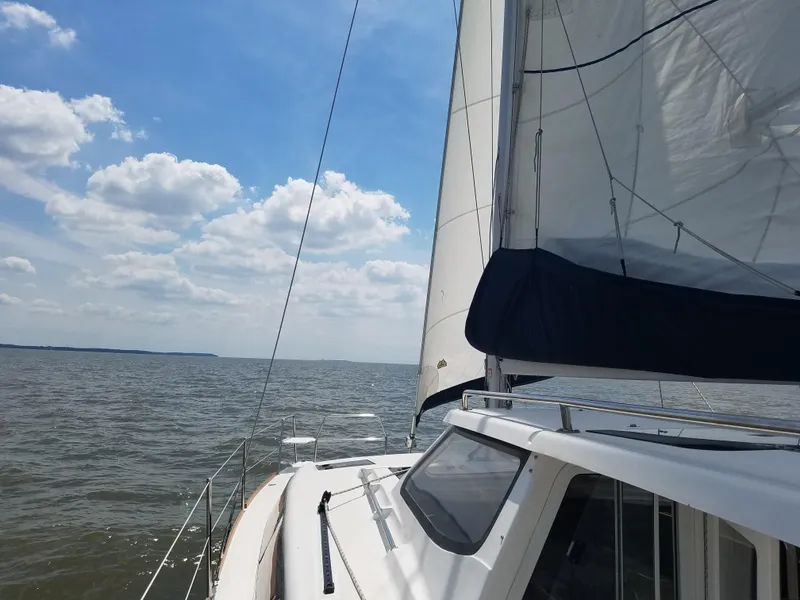 Slide: The Image of 2013 Gemini Legacy 35 under sail - 4