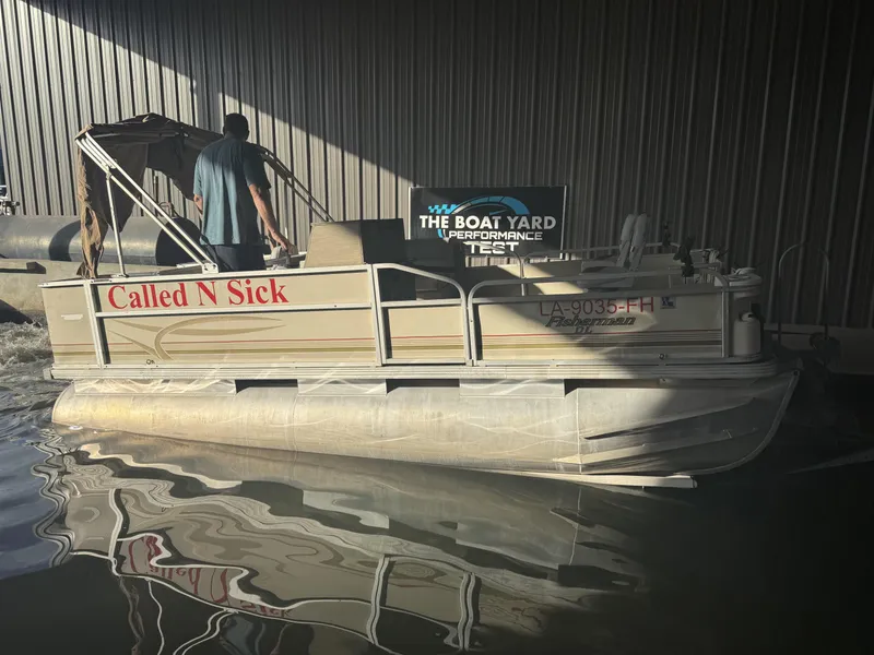 Slide: The Image of 2003 Crest 18 Fisherman pontoon boat named "Called N Sick" in a performance test. - 12