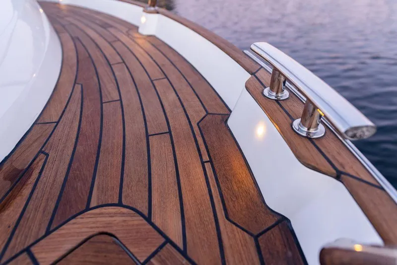 Slide: The Image of Teak deck of 2025 Marex 330 Scandinavia yacht with stainless steel fittings. - 17