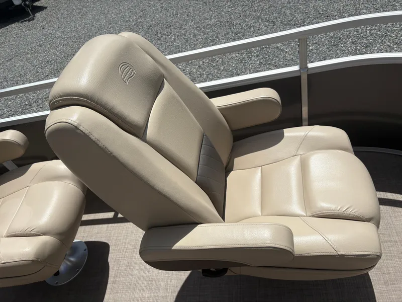 Slide: The Image of Beige captain's chair on 2022 Sun Tracker Party Barge 24 DLX pontoon boat. - 8