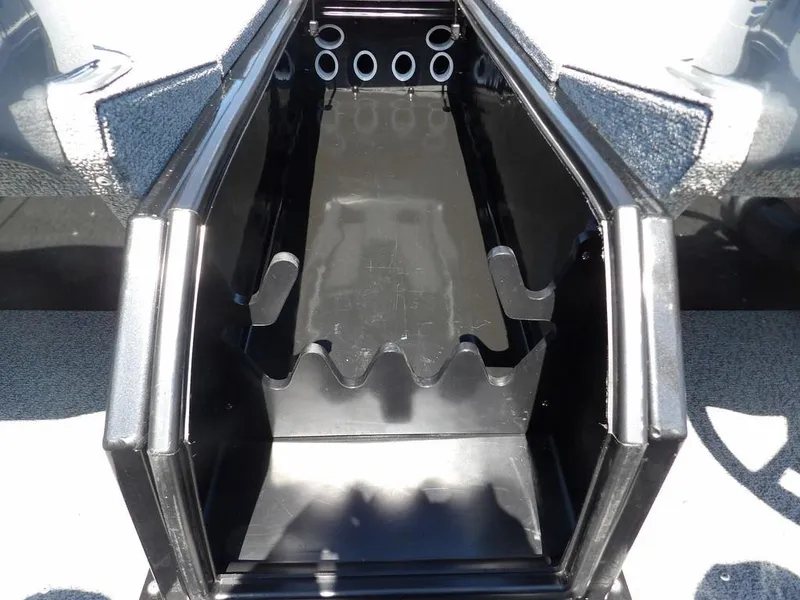 Slide: The Image of 2020 G3 Sportsman 1810 boat storage compartment with rod holders. - 38