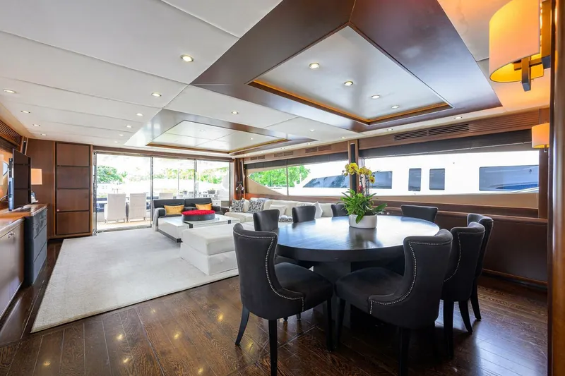 Slide: The Image of Luxurious interior of 2009 Princess 95 yacht with elegant dining and seating areas. - 31