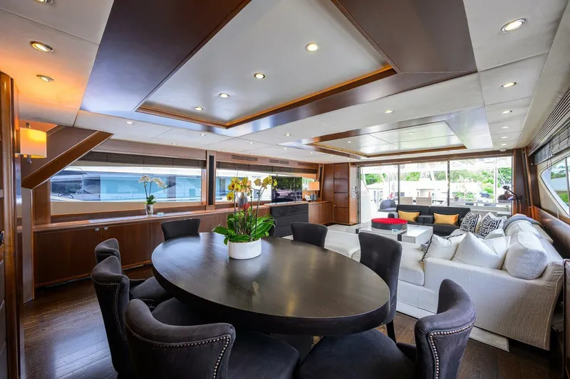 Slide: The Image of Luxurious interior of 2009 Princess 95 yacht with elegant dining and seating area. - 32