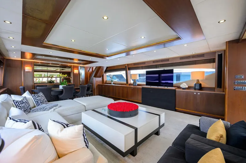 Slide: The Image of Luxurious interior of 2009 Princess 95 yacht with modern furnishings and elegant decor. - 39
