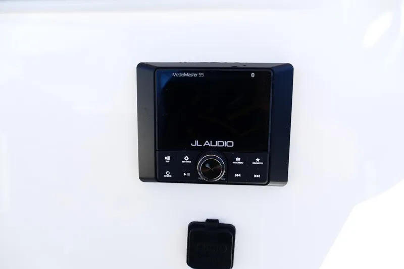 Slide: The Image of JL Audio MediaMaster 55 on 2026 Pioneer 222 Islander boat dashboard. - 20
