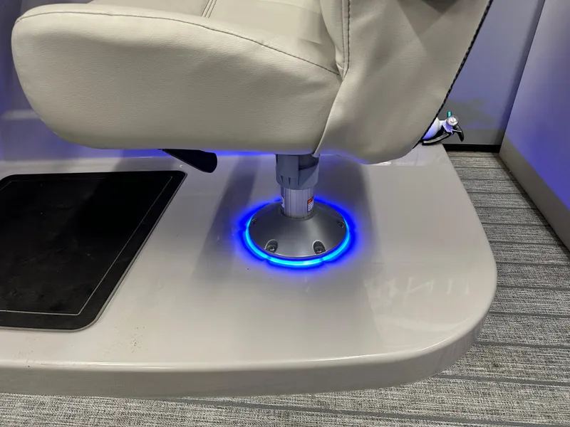 Slide: The Image of 2022 Starcraft SLS 3 seat with illuminated base on a boat deck. - 18