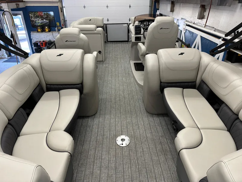 Slide: The Image of Luxurious interior of a 2022 Starcraft SLS 3 boat with plush seating. - 6