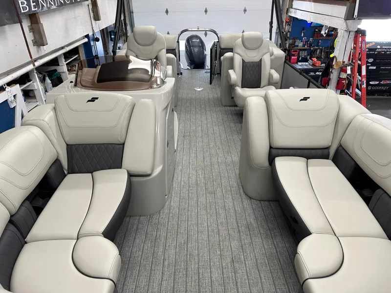 Slide: The Image of Luxurious interior of 2022 Starcraft SLS 3 boat with plush seating and modern design. - 7