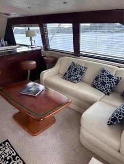 Slide: The Image of Luxurious interior of 1986 Egg Harbor 60 Sportfisherman yacht with elegant seating and decor. - 10