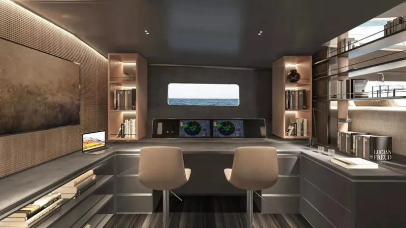 Slide: The Image of Luxurious interior of 2026 McConaghy MC85 yacht with modern design and ocean view. - 5