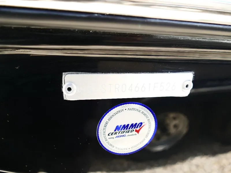 Slide: The Image of 2026 Starcraft SVX 231 OB boat with NMMA certification label and serial number. - 8
