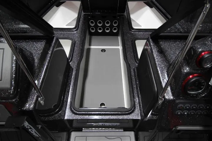 Slide: The Image of Interior view of 2025 Yar-Craft 210TFX SP boat, showcasing sleek design and storage compartments. - 7