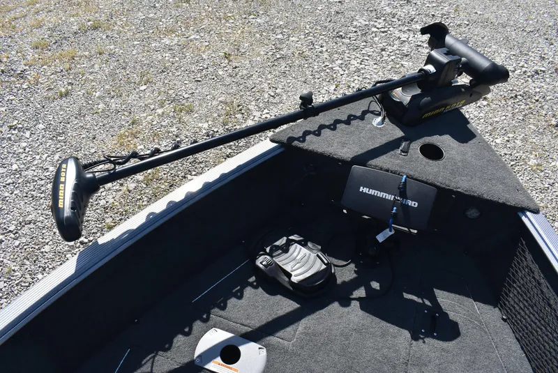 Slide: The Image of 2014 Lund 1675 Impact SS boat with trolling motor and Humminbird fish finder. - 9