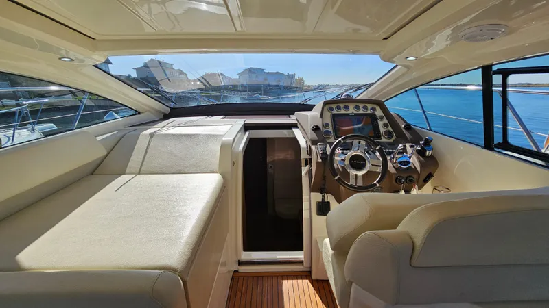 Slide: The Image of Interior of 2015 Azimut Atlantis 50 yacht with modern helm and seating. - 32
