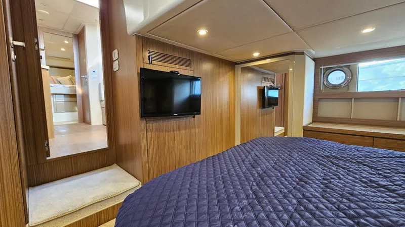 Slide: The Image of Luxurious bedroom interior of 2015 Azimut Atlantis 50 yacht with modern amenities. - 46