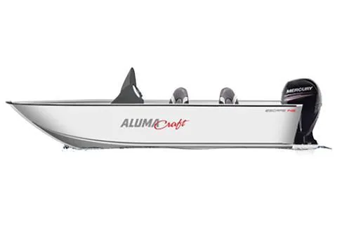 Slide: The Image of 2022 Alumacraft Escape 145 CS boat with Mercury outboard motor, side view. - 11