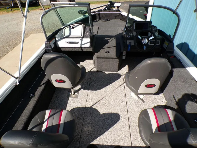 Slide: The Image of 2017 Ranger VS1780 boat interior with seating and dashboard. - 6