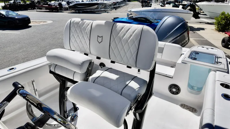 Slide: The Image of 2025 Sea Fox 248 Commander boat interior with luxurious seating and modern design. - 11